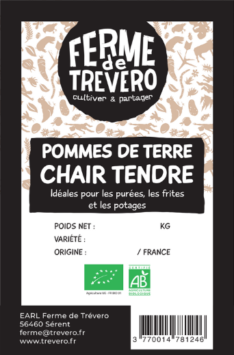 BONNE AFFAIRE ! Pommes de terre de conservation-variété AGRIA- chair tendre- SECOND CHOIX 12 kg-origine: Sérent FRANCE
