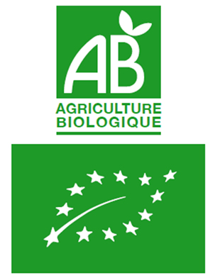 Logo AB Agriculture Biologique ainsi que l'euro-leaf