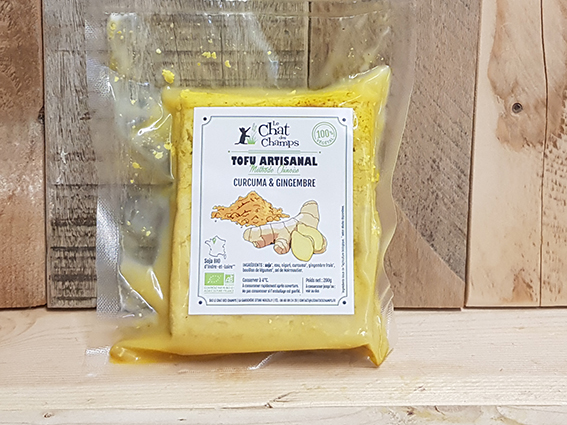 Tofu artisanal curcuma/gingembre 200gr - Le Chat des champs