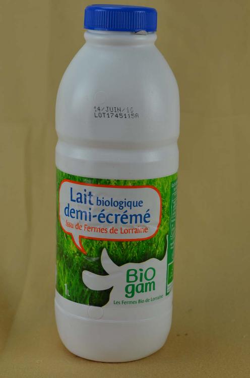 Lait Bio Biogam demi écrémé (produit en Lorraine)