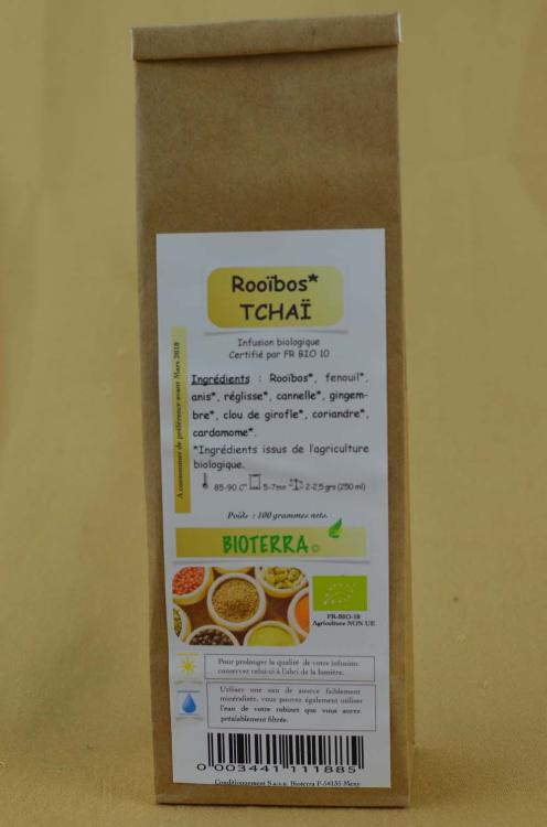 Rooibos Tchaï (Rooïbos, fenouil, anis, réglisse, cannelle, gingembre, clou de girofle, cardamome) 100g