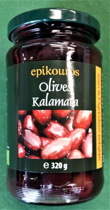 Olives Noires Kalamata de Grèce avec noyaux  (poids égoutté 200 )