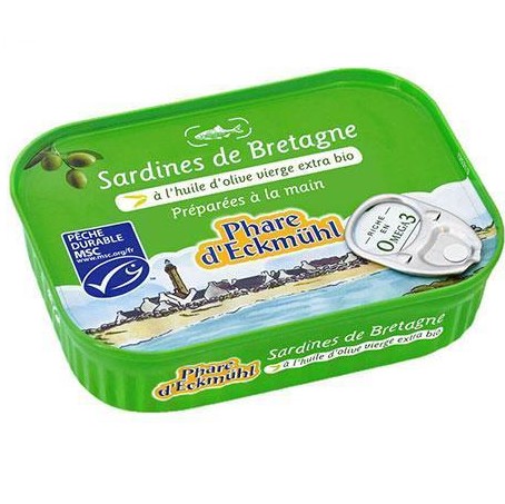 Sardines à l'huile d'olives, Phare d'Eckmühl. 135g Pêche durable