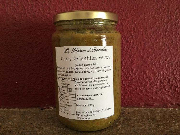 Curry de lentilles vertes (la Maison d'Hacadour)