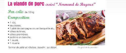 Colis de porc "Normand de Bayeux" AB (à commander pour le 28/09 ou 26/10 uniquement-La ferme des Biaux-cochons- retiré