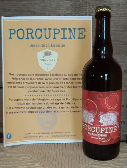 Porcupine - Bière de Noêl (ambrée 6.5%) 1 bouteille de 75cl
