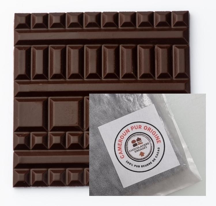Tablette de chocolat NOIR 71% Origine CAMEROUN Chocolatiers Engagés