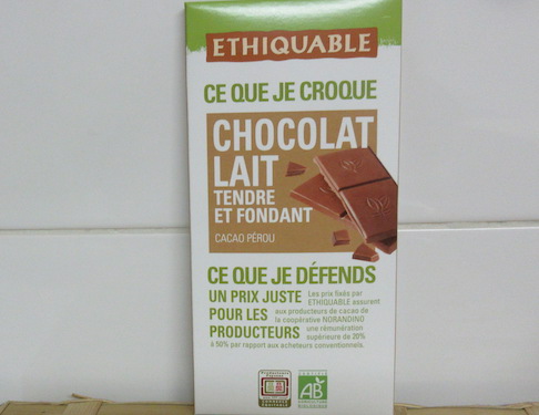 Tablette de chocolat lait nature bio