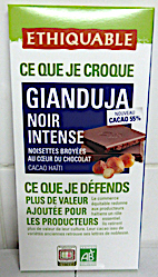 Tablette de chocolat noir gianduja intense bio 100 g
