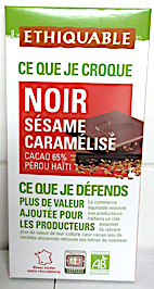 Tablette de chocolat noir sésame caramélisé bio (nouveau )  100 g