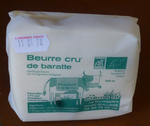 Beurre cru de Baratte 1/2 sel plaquette