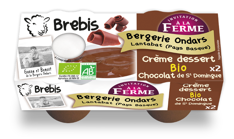 Crème dessert Bio Brebis au chocolat 2x100g
