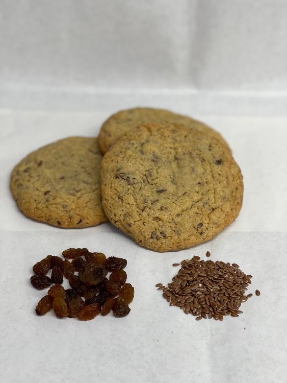 Cookie farine de PETIT EPEAUTRE, raisins et graines de lin brun