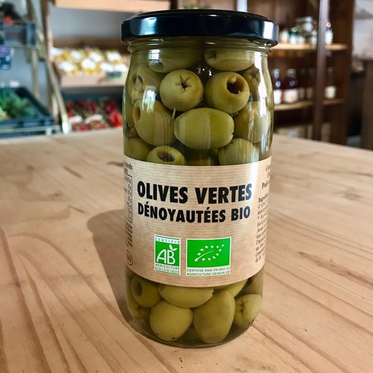 Olives vertes dénoyautées bio