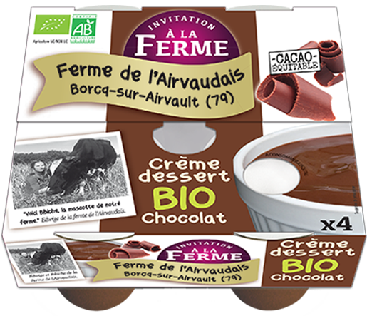 Crème dessert Bio Chocolat cacao équitable 4x100g