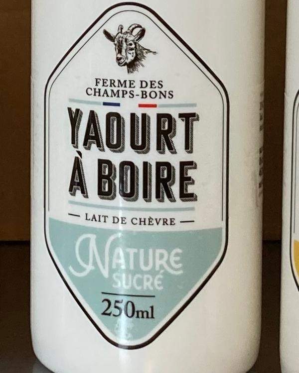 Yaourt à boire au lait de chèvre - Nature Sucré - 1L - Ferme des Champs Bons