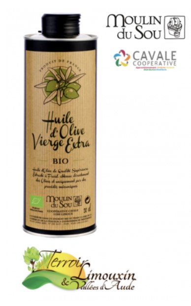 Huile d'Olive Vierge Extra Bio Bouteille 0.5L.