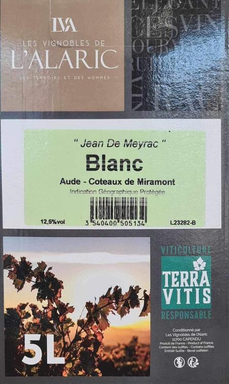 Bib Jean de Meyrac Blanc - Aude Coteaux de Miramont 5L