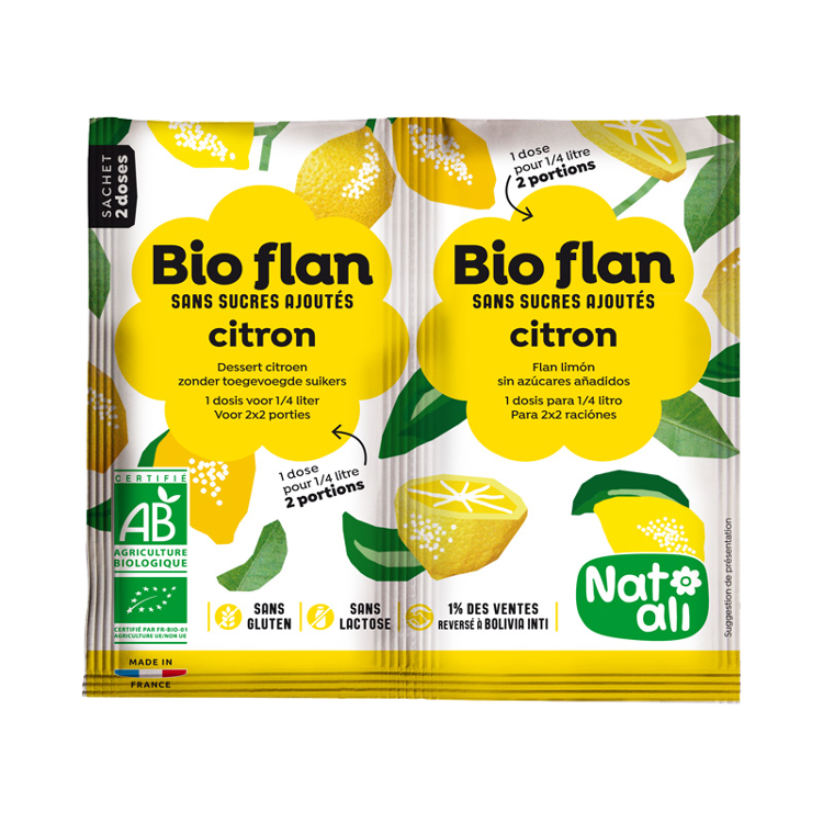 Bio flan Citron Non sucré 2x 1/4L
