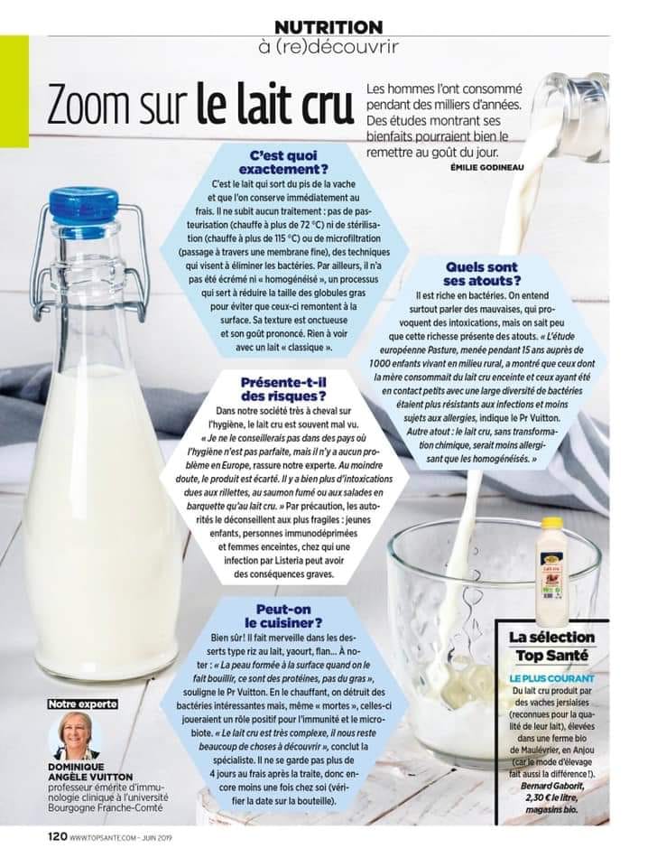 Article - zoom sur le lait cru