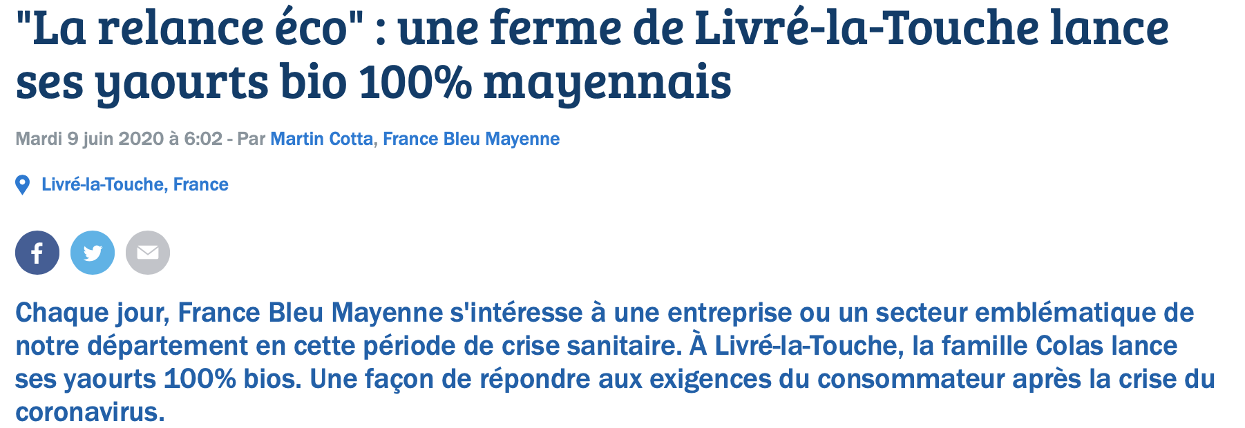 Article - France Bleu Mayenne