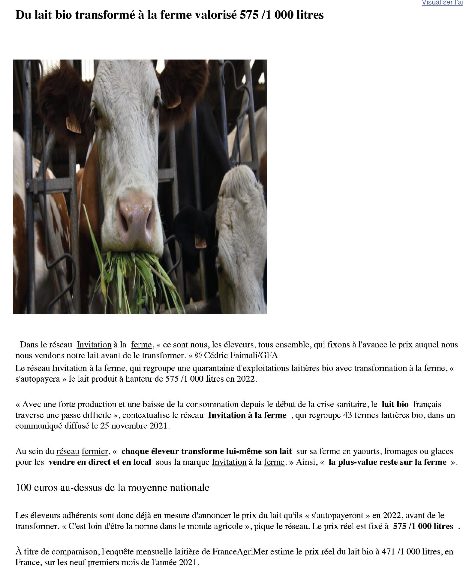 Article - La France Agricole 