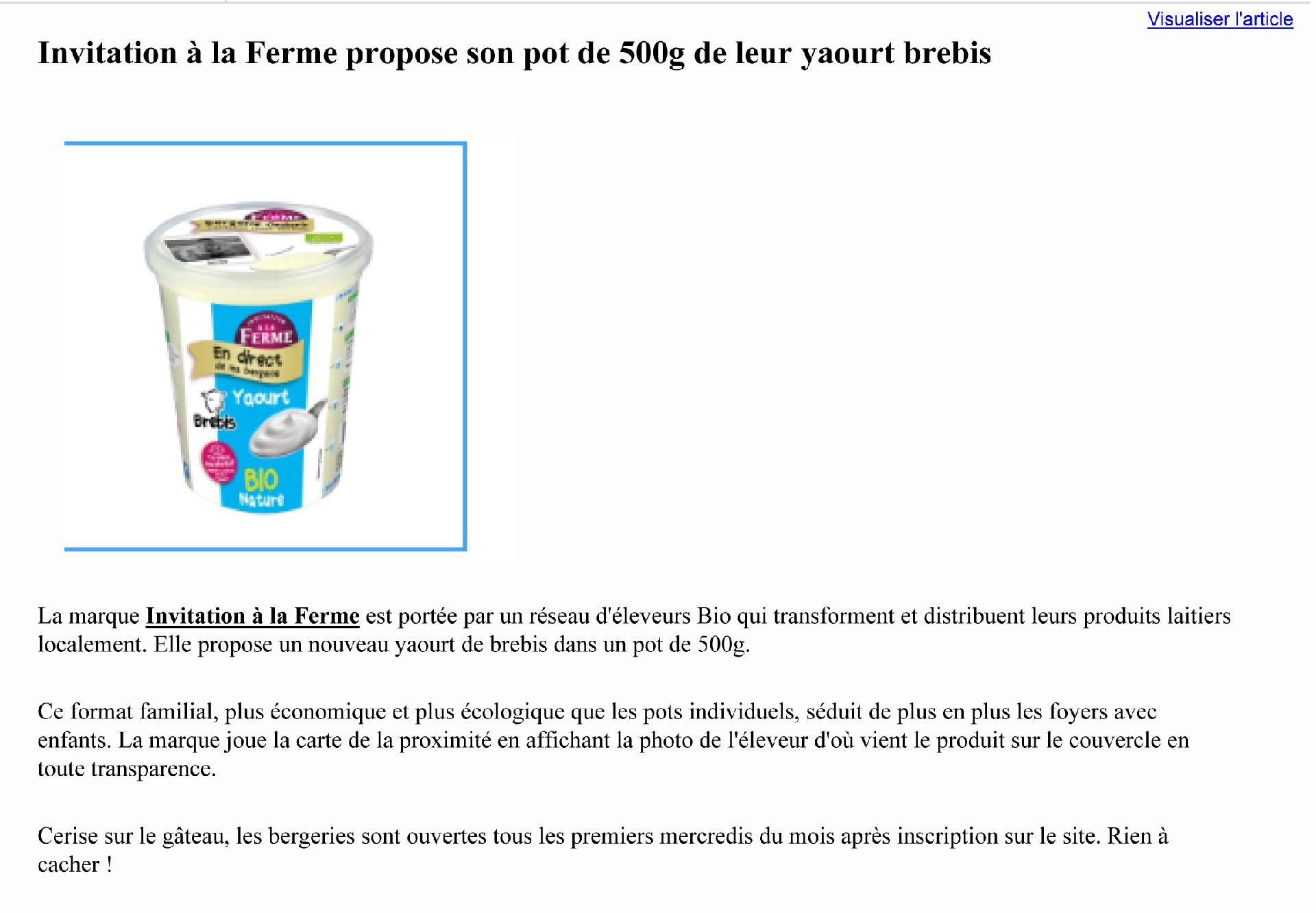 Lancement de notre yaourt 500g brebis invitation à la ferme
