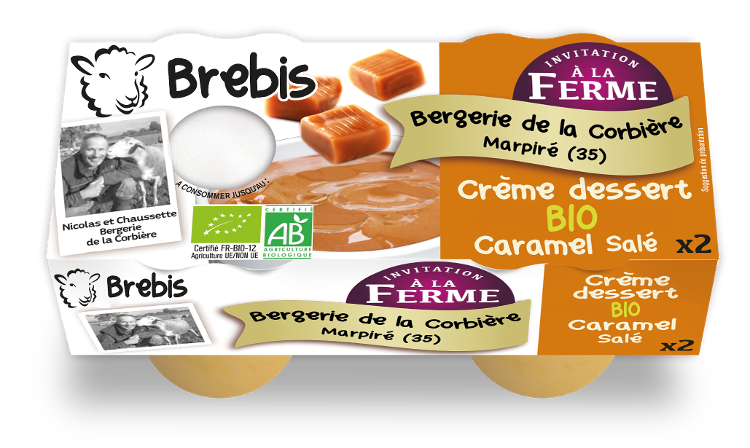 Crème dessert Bio Brebis au caramel salé 2x100g