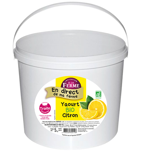 Yaourt étuvé aromatisé citron bio - 5kg