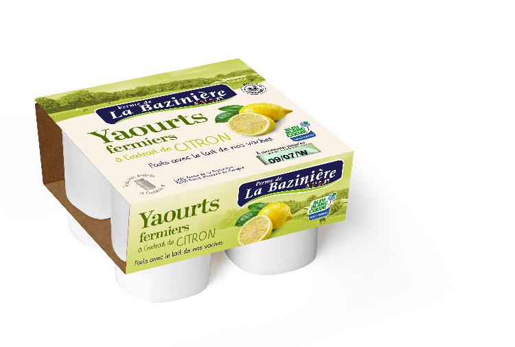 yaourt fermier à l'extrait de citron  ( lait entier )
