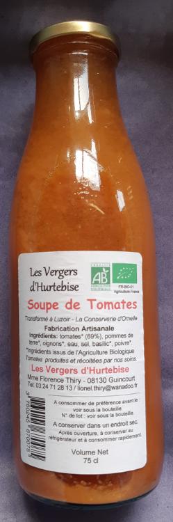 Soupe de tomate BIO 75 cl, certifiée par Ecocert Florence et Lionel THIRY