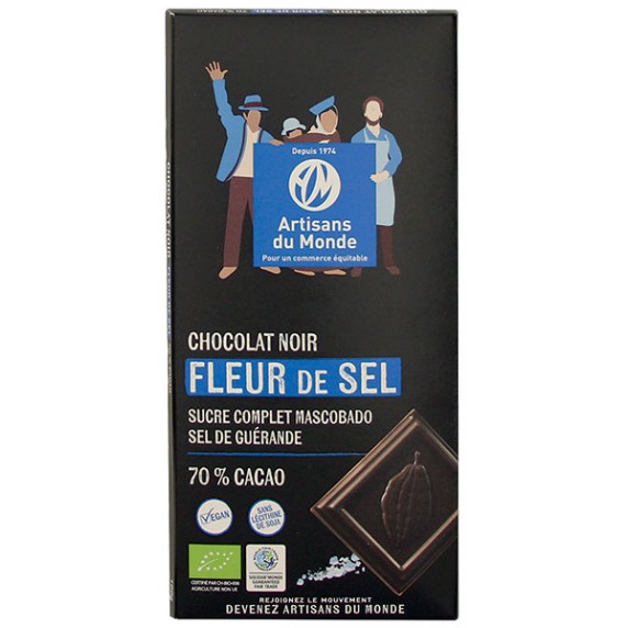Tablette de chocolat noir Fleur de Sel 70% Bio
