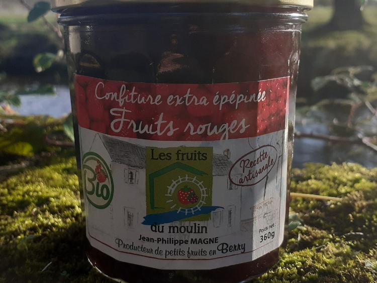 Confiture bio extra épépinées fruit rouge pot de 360 g  - LES FRUITS DU MOULIN