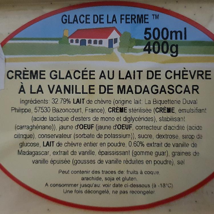 Crème glacée au lait de chèvre a la vanille ( La Biquetterie Bazoncourt ) 500ml