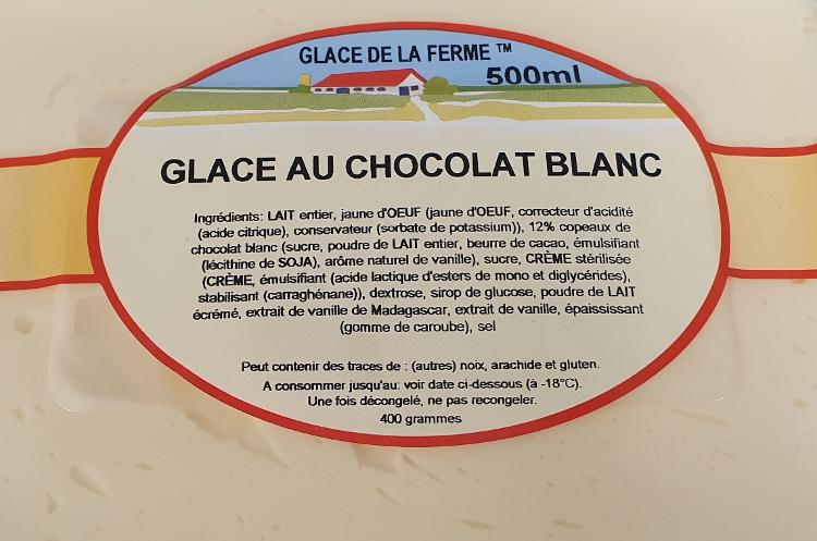 Crème glacée chocolat blanc 500ml