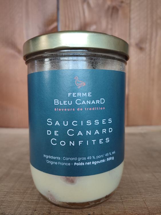 Saucisses de Canard Confites 500 g - Ferme Bleu Canard