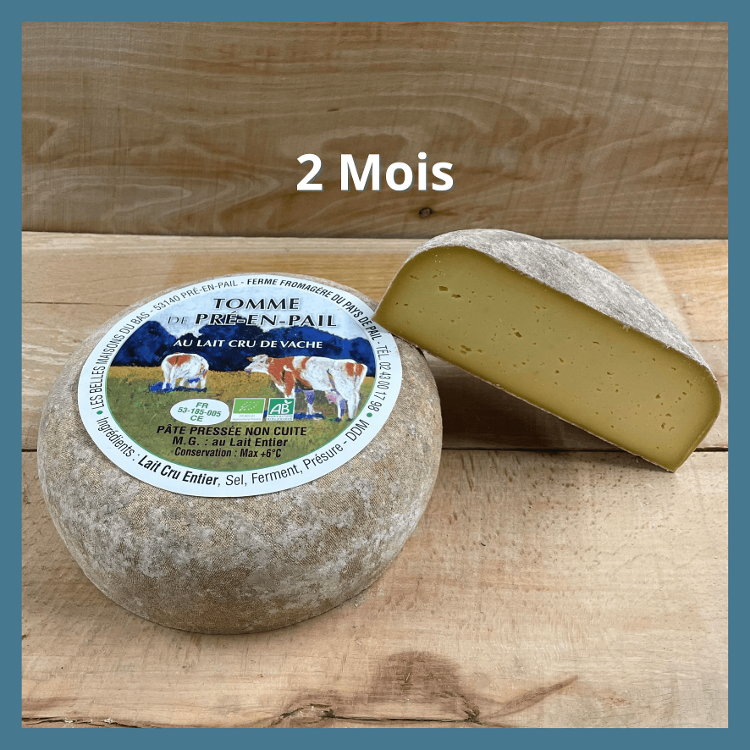 Tomme de Pré-en-Pail nature affinage 2 mois CROUTE FLEURIE - 1/4 de tomme - Ferme fromagère du Pays de Pail