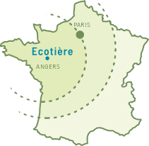 Carte de france détaillant les zones de livraisons de la pépinière située à Cheffes, à côté d'Angers