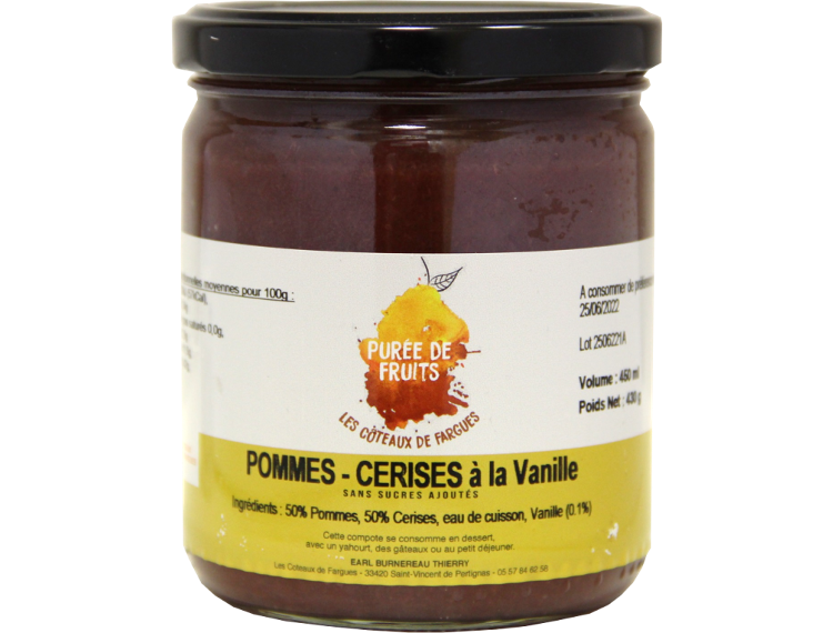 Purée de fruits Pomme-Cerise à la vanille (430g)