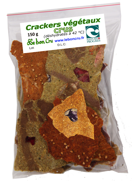 Crackers de légumes crus déshydratés à basses températures