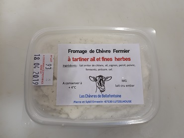 fromage de chèvre à tartiner ail et fines herbes 150 grs