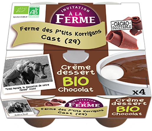 Crème dessert Bio Chocolat cacao équitable 4x100g