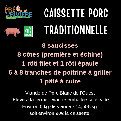 Caissette de porc TRADI Blanc de l'Ouest plein air - Origine France (35)