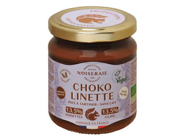 Choko linette, noisette 13,5% & cajou 13,5% (sans lait) 220g
