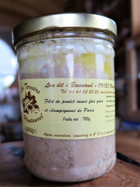 Filet de poulet sauce foie gras et champignons de Paris -Les terroirs du Plantaurel