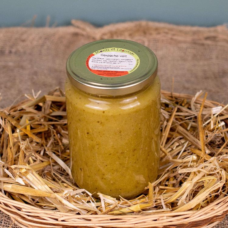 Gaspacho vert :  concombre, poivron, courgettes 75cL – Prix producteur 4,48€